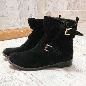Guilty Soles Kiera Black Vegan Suede Booties